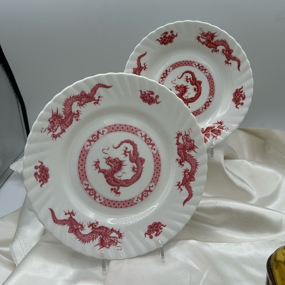 Rosina China Co. “Queens” Salad and Bread/Butter plates.  Dragon Motif - Picture 1 of 4